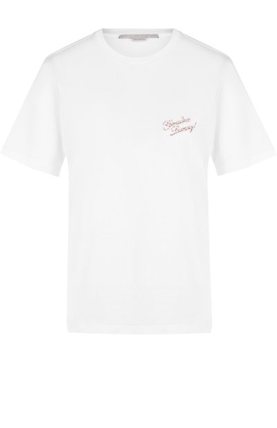 Женская хлопковая футболка с круглым вырезом и надписью STELLA MCCARTNEY, арт. 541834/SLW70