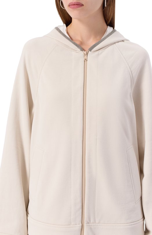 Хлопковая толстовка Brunello Cucinelli MN05NS0406 Кремовый  MN05NS0406 Фото 5