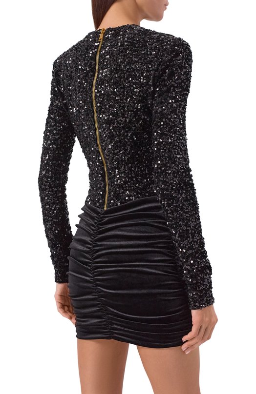 Платье с отделкой пайетками Balmain FF0R9372/MH86 Чёрный  FF0R9372/MH86 Фото 3