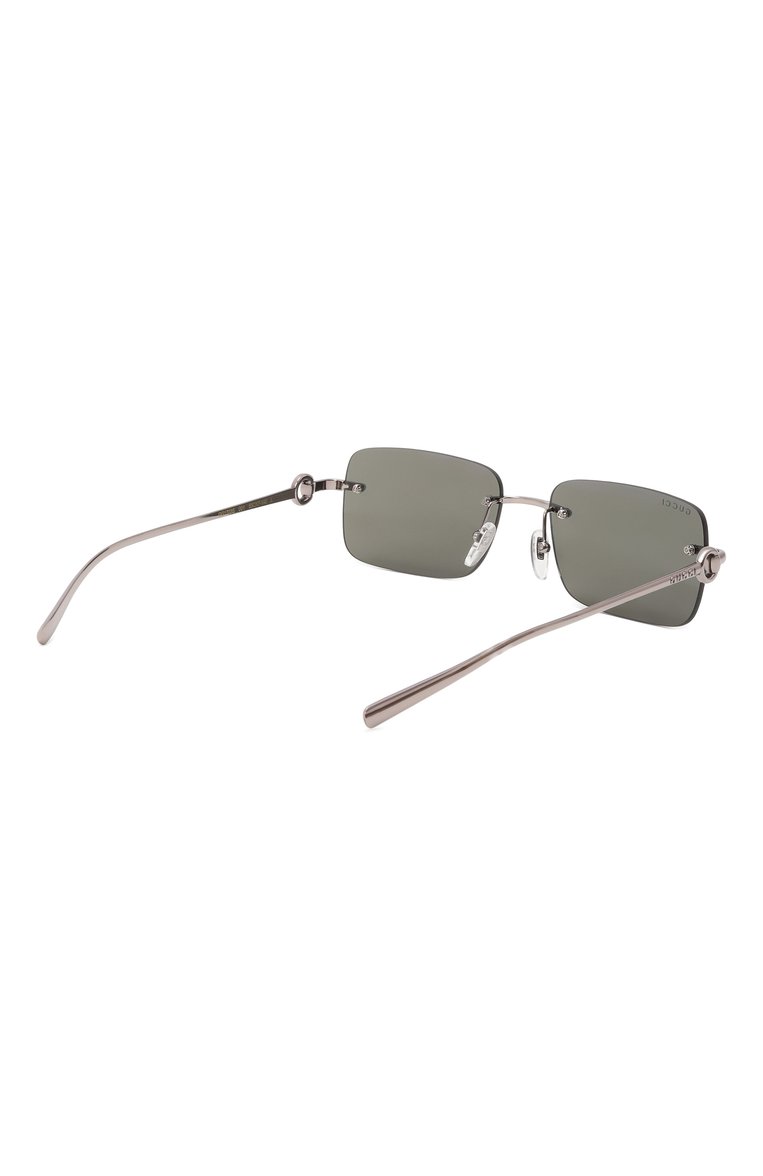 Женские солнцезащитные очки GUCCI серого цвета, арт. GG1703S 001 | Фото 5 (Региональные ограничения белый список (Axapta Mercury): Не проставлено; Нос: Не проставлено; Материал: Металл; Тип очков: С/з; Кросс-КТ: С/з-унисекс; Очки форма: Прямоугольные, Безоправные; Оптика Гендер: оптика-унисекс)