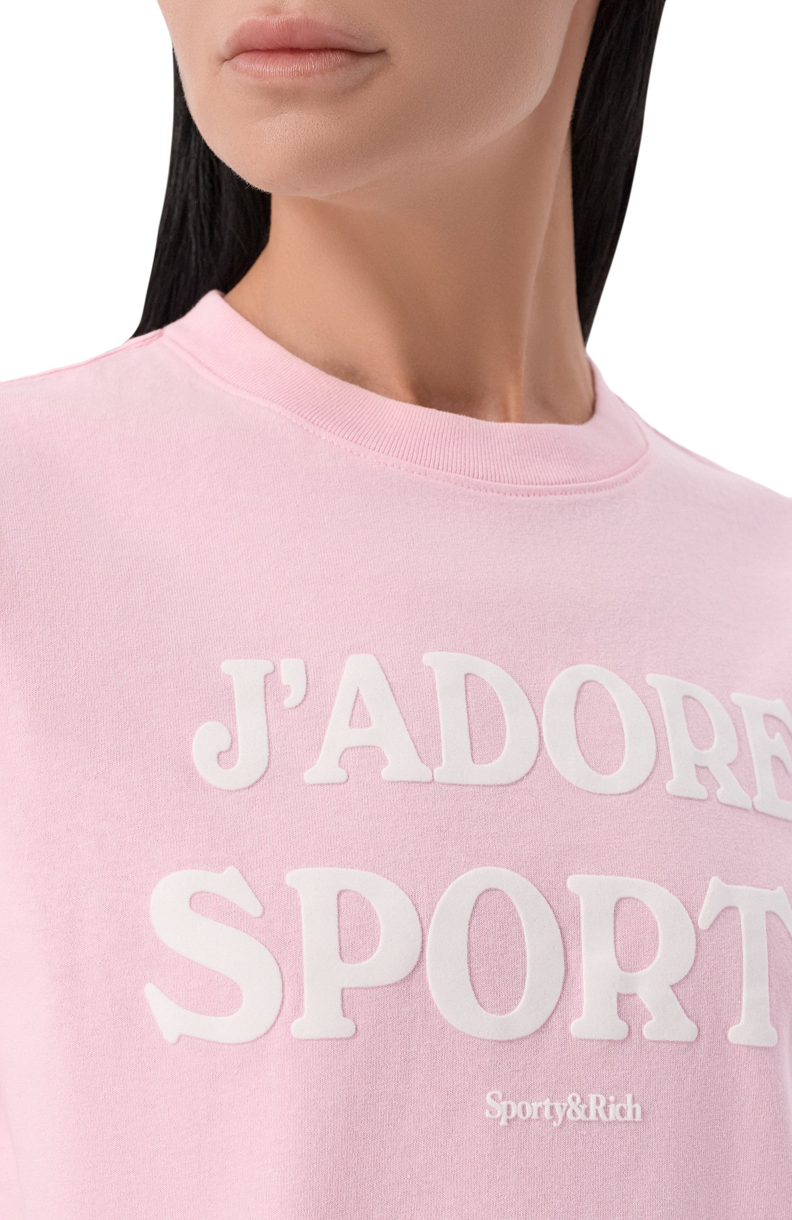 Хлопковая футболка SPORTY AND RICH розового цвета по цене 13600 руб., арт. T012273702P144, фото 5 Хлопковая футболка SPORTY AND RICH, арт. T012273702P144, фото 5