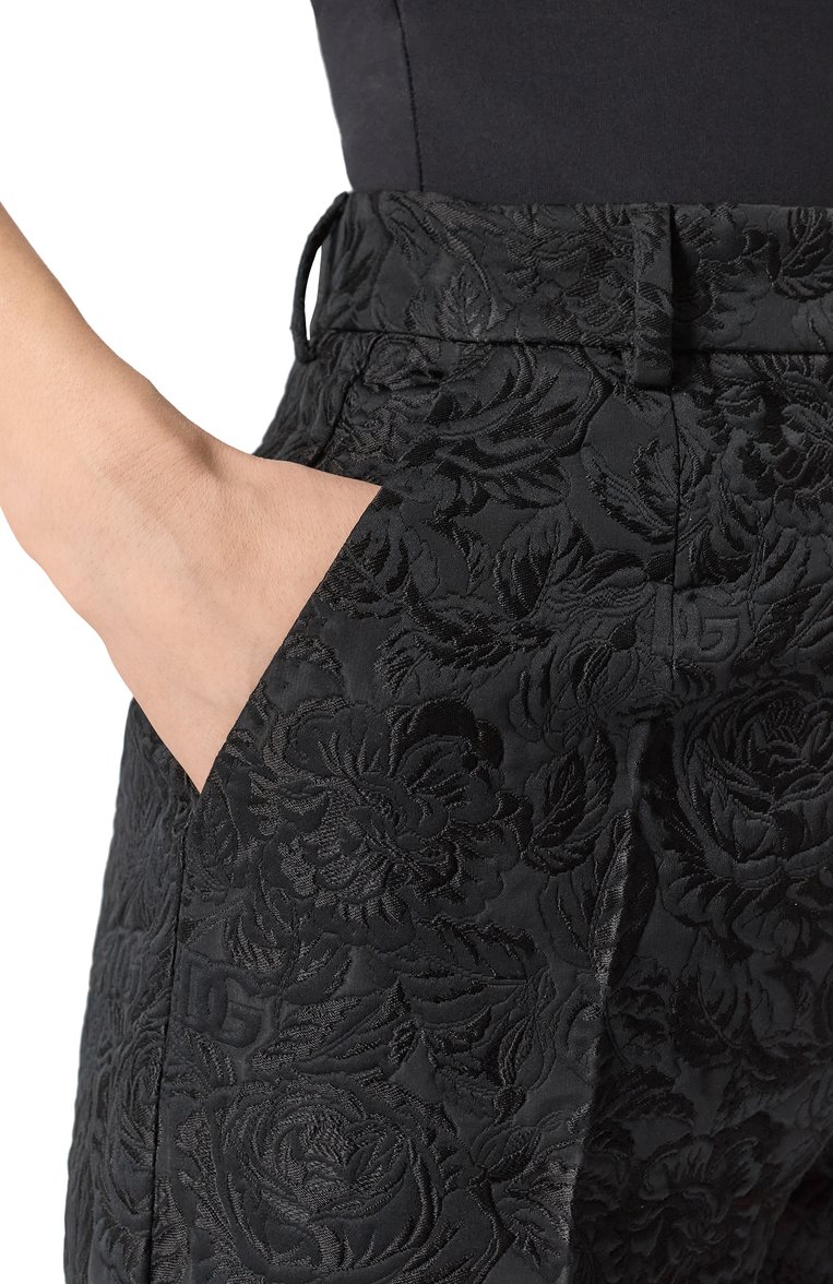 Женские брюки из хлопка и шелка DOLCE & GABBANA черного цвета, арт. FTAM2T/HJMQK | Фото 5 (Нос: Не проставлено; Материал внешний: Хлопок; Силуэт Ж (брюки и джинсы): Узкие; Кросс-КТ: костюм; Женское Кросс-КТ: Брюки-одежда; Стили: Классический; Размерность: Идёт в размер; Автоматизация состава: Проставлено; Re-sync: On)