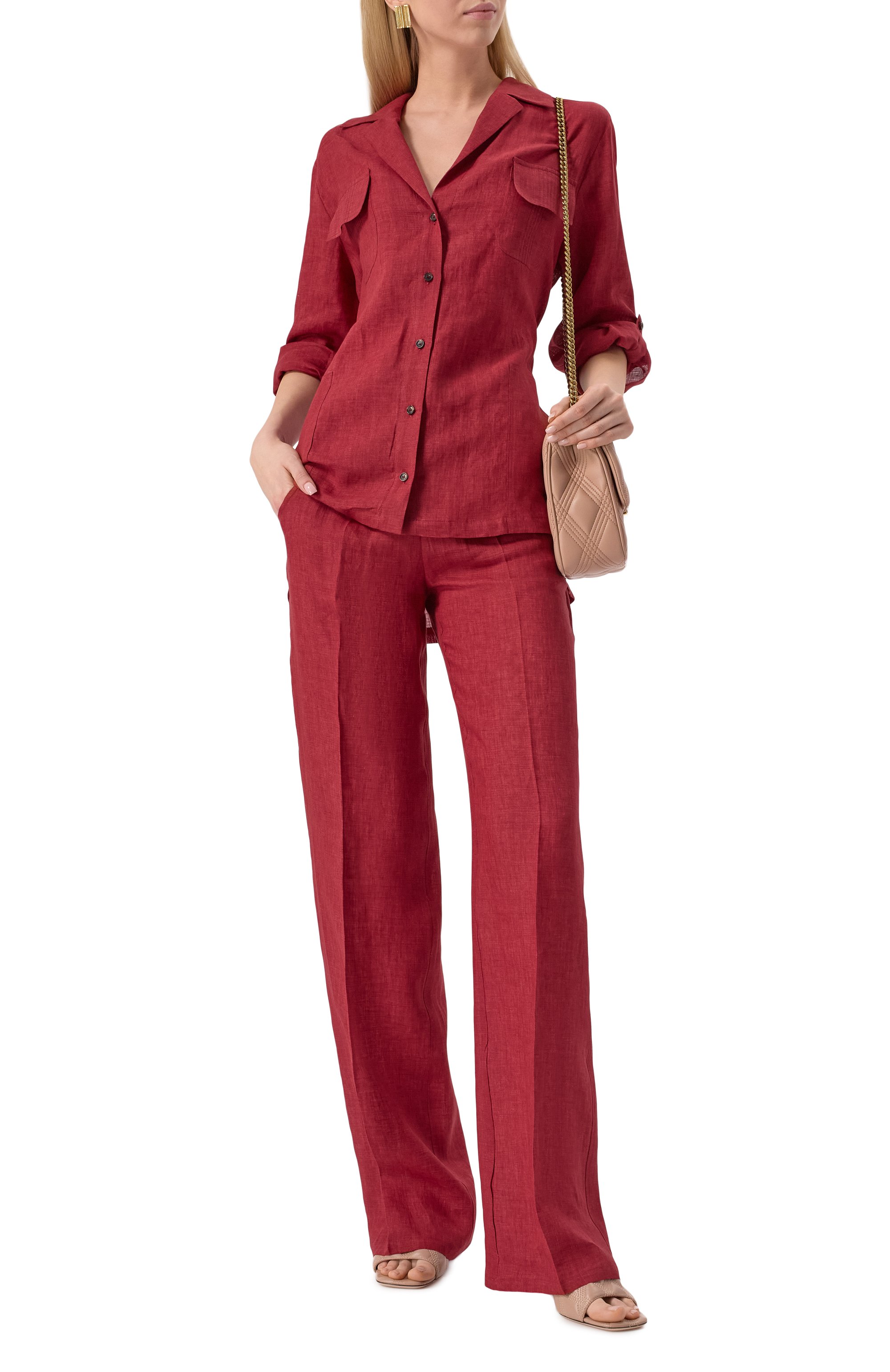 Льняная рубашка KITON бордового цвета по цене 130000 руб., арт. D57418K0903E01, фото 2 Льняная рубашка KITON, арт. D57418K0903E01, фото 2