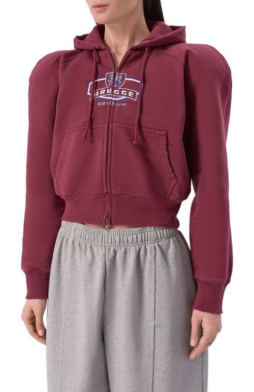 Хлопковая толстовка VETEMENTS WE76ZU502X/1302 M0LLET0N Бордовый  WE76ZU502X/1302 M0LLET0N Фото 3