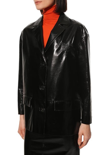 Кожаный жакет PRADA черного цвета по цене 450000 руб., арт. 55802-10RE-F0002, фото 3 Кожаный жакет PRADA, арт. 55802-10RE-F0002, фото 3