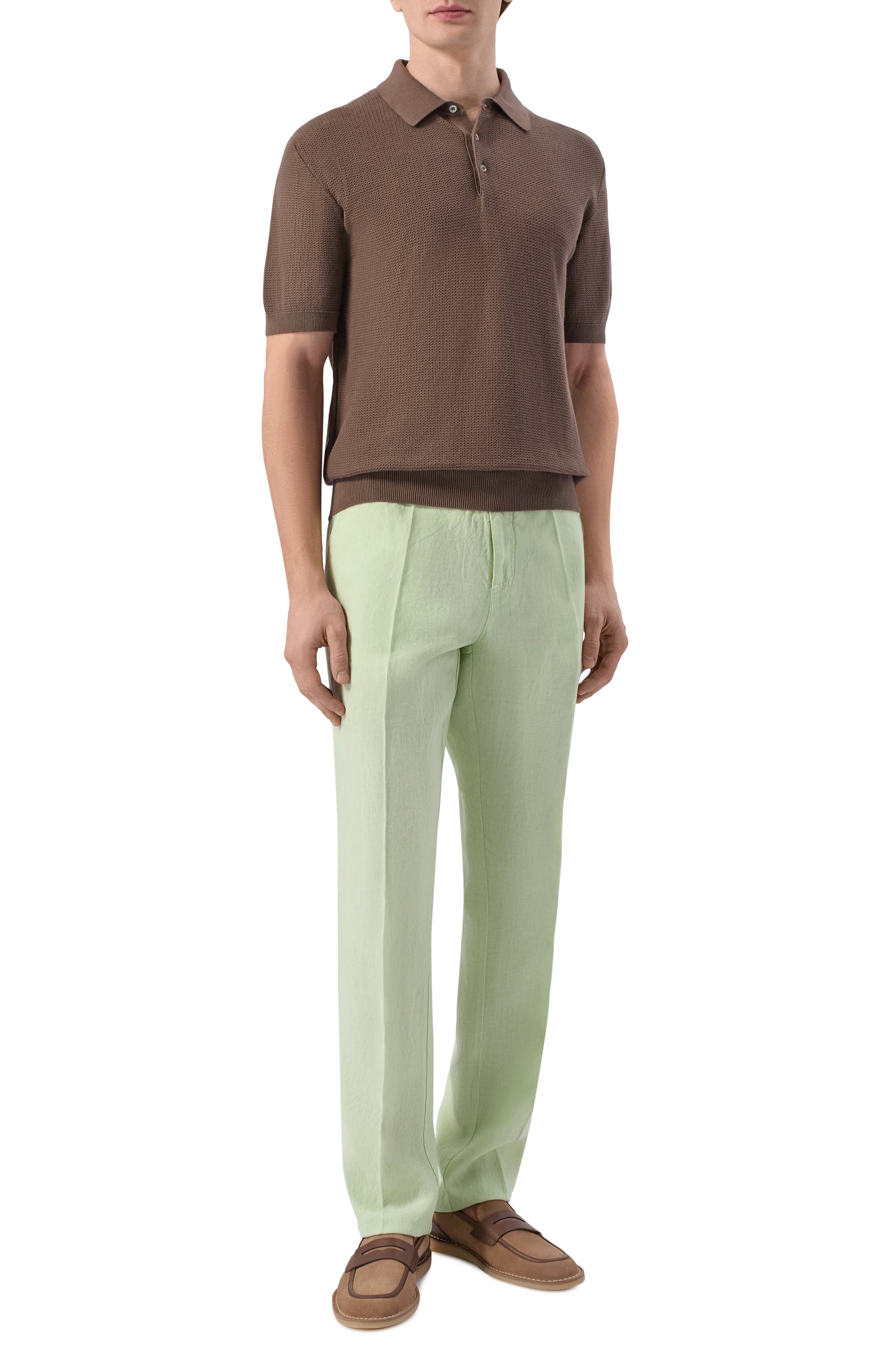 Льняные брюки PAUL&SHARK светло-зеленого цвета по цене 38950 руб., арт. 26414031, фото 2 Льняные брюки PAUL&SHARK, арт. 26414031, фото 2