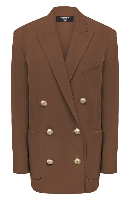 Шерстяной жакет Balmain AF0SH010WB05 Коричневый AF0SH010WB05