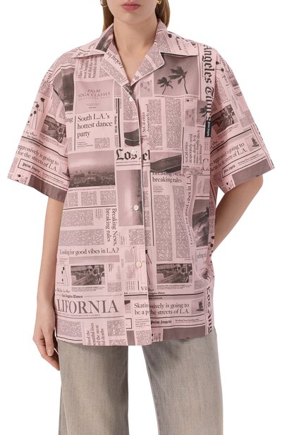 Хлопковая рубашка PALM ANGELS, арт. PWGG009F25FAB001, фото 3