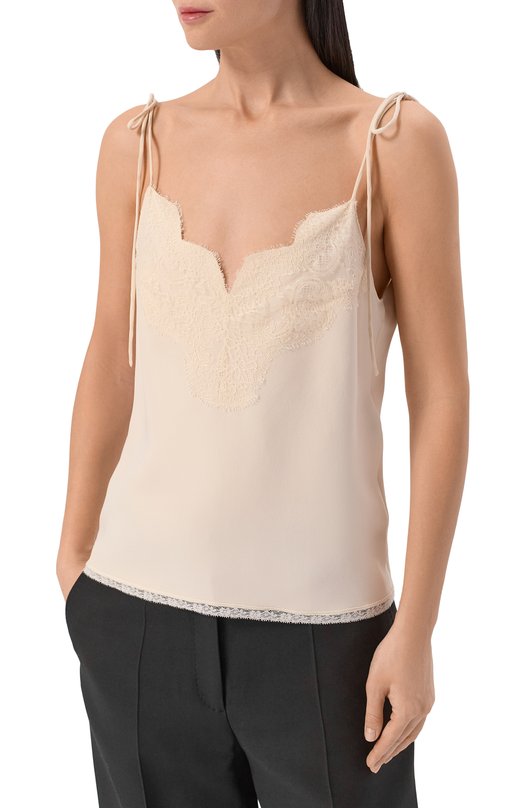 Шелковый топ Valentino 8B3AEBG1/1MM Кремовый  8B3AEBG1/1MM Фото 3