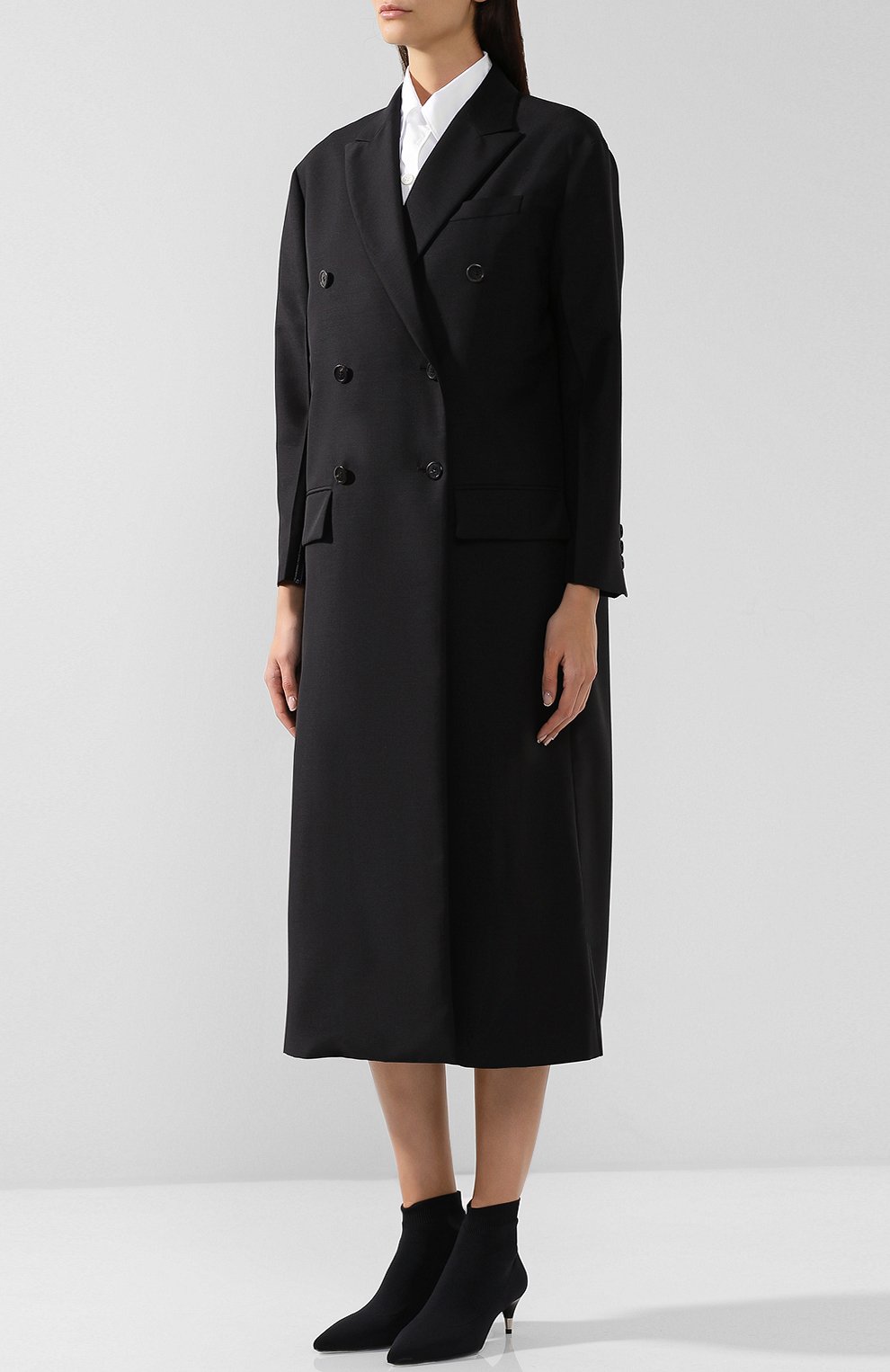 Однотонное двубортное пальто PRADA черного цвета по цене 215000 руб., арт. P677H-1RWP-F0002, фото 3 Однотонное двубортное пальто PRADA, арт. P677H-1RWP-F0002, фото 3