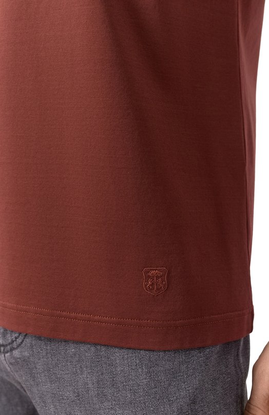 Хлопковая футболка Corneliani 25G500-2525000 Бордовый  25G500-2525000 Фото 5