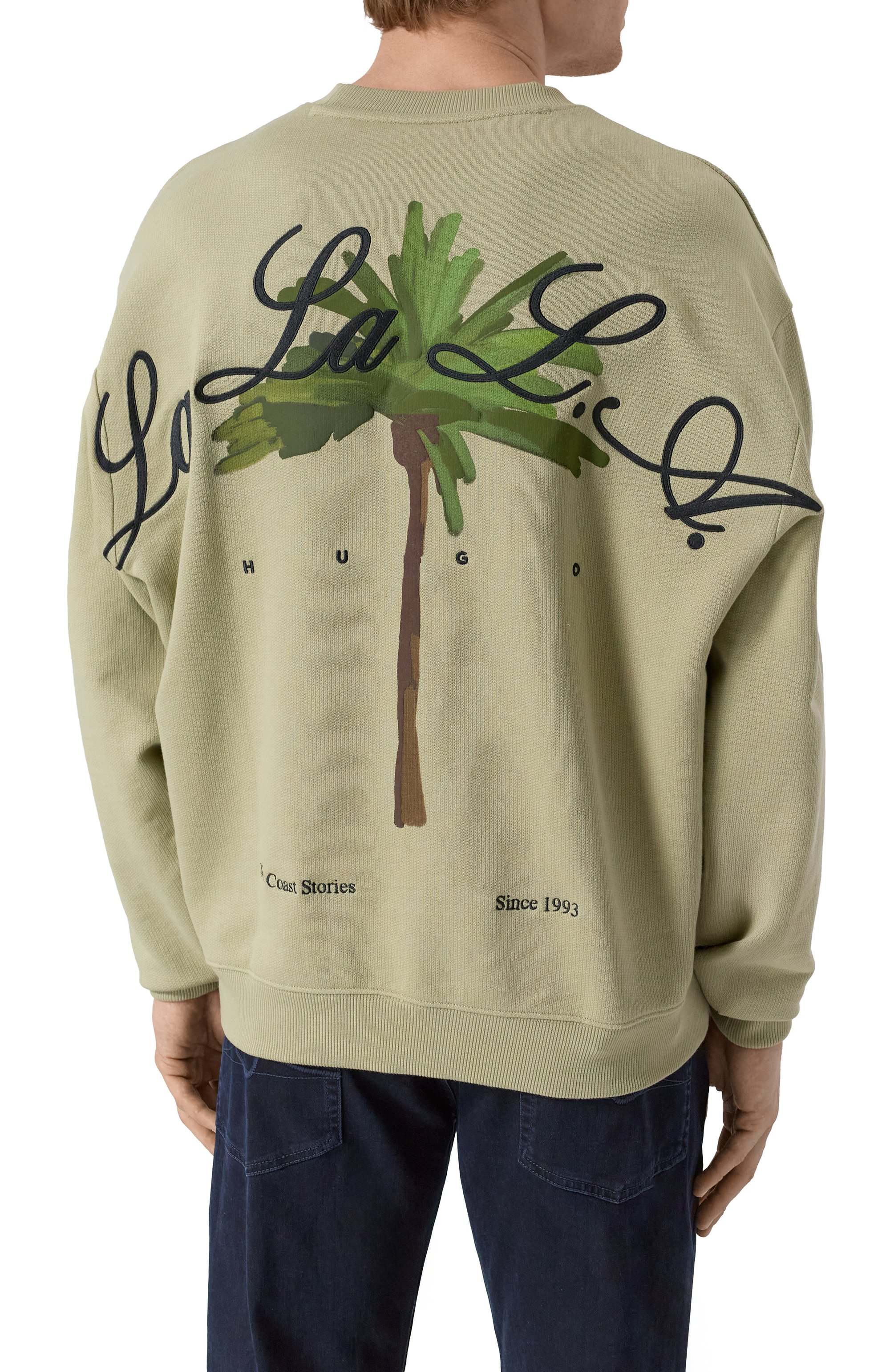 Хлопковый свитшот HUGO светло-зеленого цвета по цене 20950 руб., арт. 50538973, фото 4 Хлопковый свитшот HUGO, арт. 50538973, фото 4