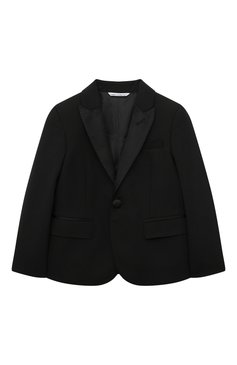 Детский шерстяной пиджак DOLCE & GABBANA черного цвета, арт. L41J46/FUBBG/8-14 | Фото 1 (Материал внешний: Шерсть; Рукава: Длинные; Региональные ограничения белый список (Axapta Mercury): Не проставлено; Материал сплава: Проставлено; Нос: Не проставлено; Материал подклада: Синтетический материал, Вискоза; Драгоценные камни: Проставлено; Кросс-КТ: пиджак)