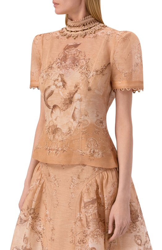 Льняной топ Zimmermann 6942TC261 Бежевый  6942TC261 Фото 3