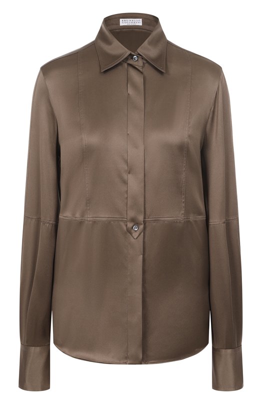 Атласная блузка Brunello Cucinelli MPC59NR516 Коричневый MPC59NR516
