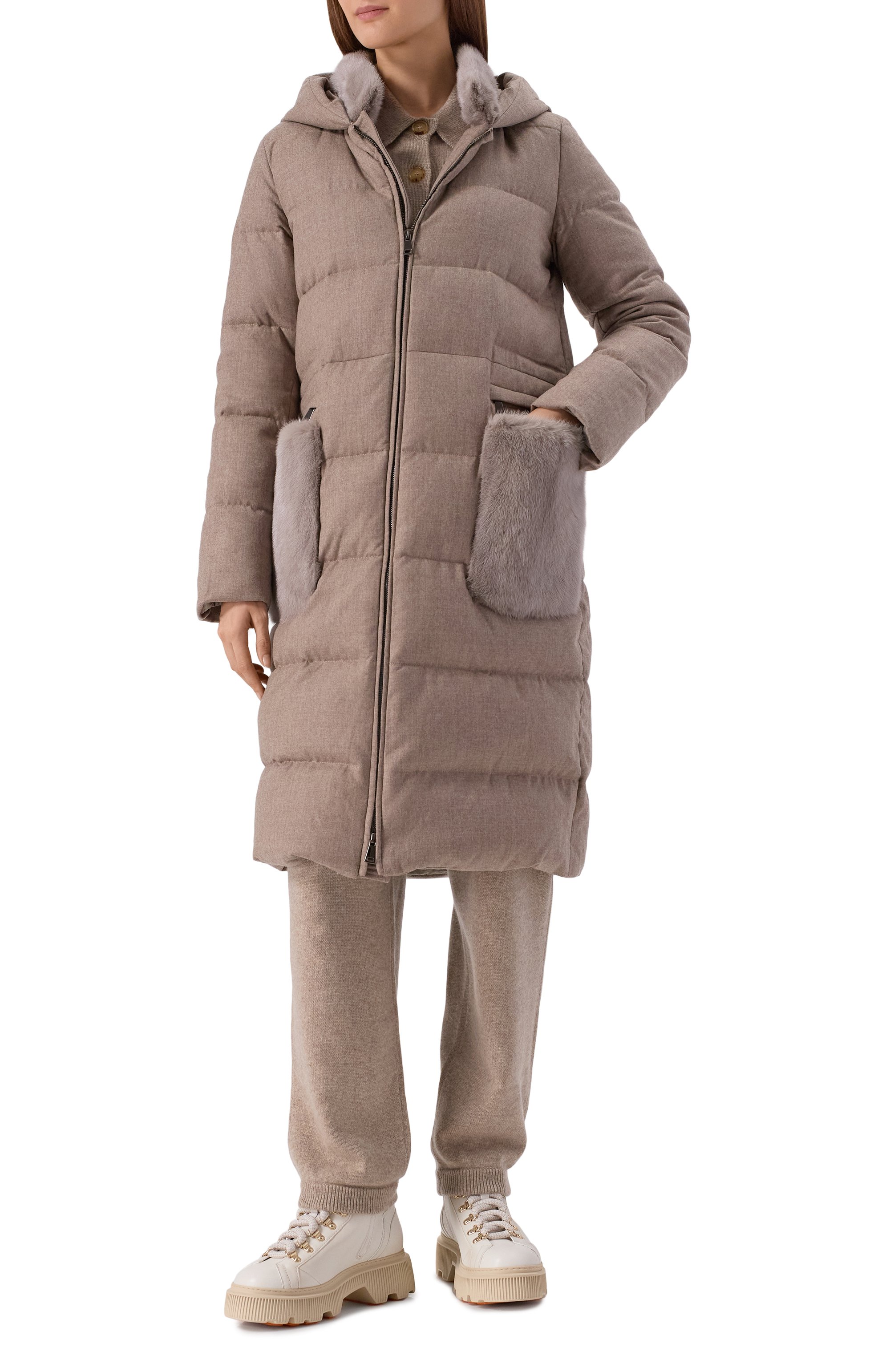 Пуховик с отделкой из норки MANZONI24, арт. 25M1309-ZEL0V, фото 2