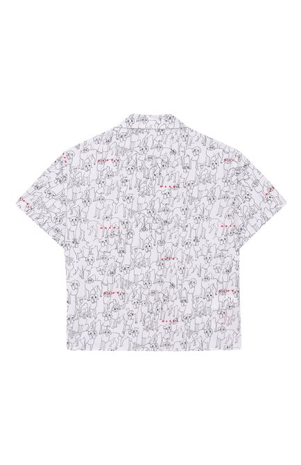Детское хлопковая рубашка MARNI черно-белого цвета, арт. M01373/M00U8 | Фото 2 (Материал внешний: Хлопок; Материал сплава: Проставлено; Рукава: Короткие; Драгоценные камни: Проставлено)