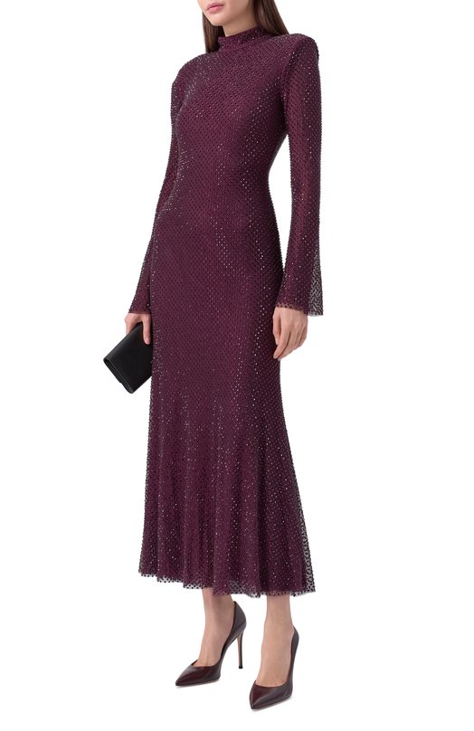 Платье с отделкой стразами self-portrait SC25031MBU Бордовый  SC25031MBU Фото 2