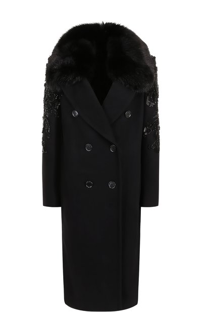Двубортное пальто с отделкой из меха лисы и вышивкой ELIE SAAB, арт. 9034, фото 1