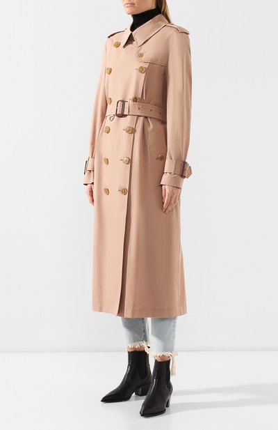 Двубортный тренч из хлопка BURBERRY розового цвета по цене 295500 руб., арт. 4075804, фото 3 Двубортный тренч из хлопка BURBERRY, арт. 4075804, фото 3