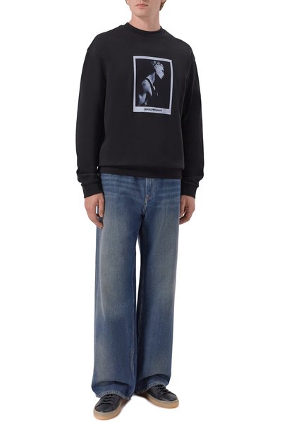 Хлопковый свитшот EMPORIO ARMANI черного цвета по цене 39700 руб., арт. EM006933/AF27740, фото 2 Хлопковый свитшот EMPORIO ARMANI, арт. EM006933/AF27740, фото 2
