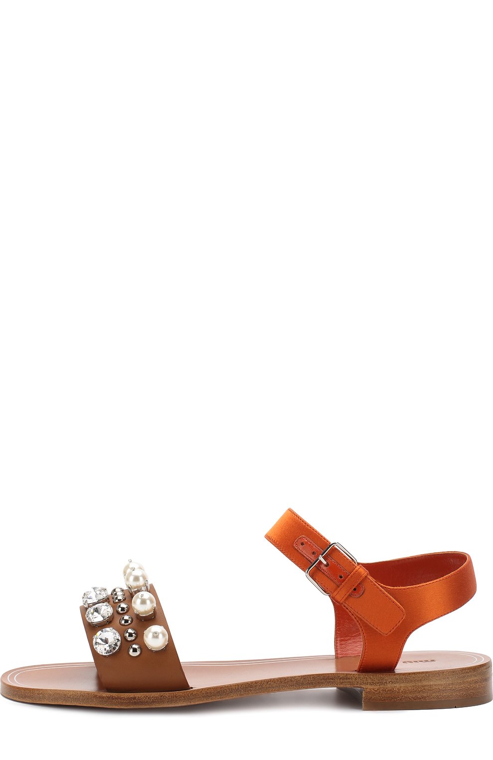 Кожаные сандалии с кристаллами и жемчужинами MIU MIU, арт. 5X744B/3I6Y, фото 3