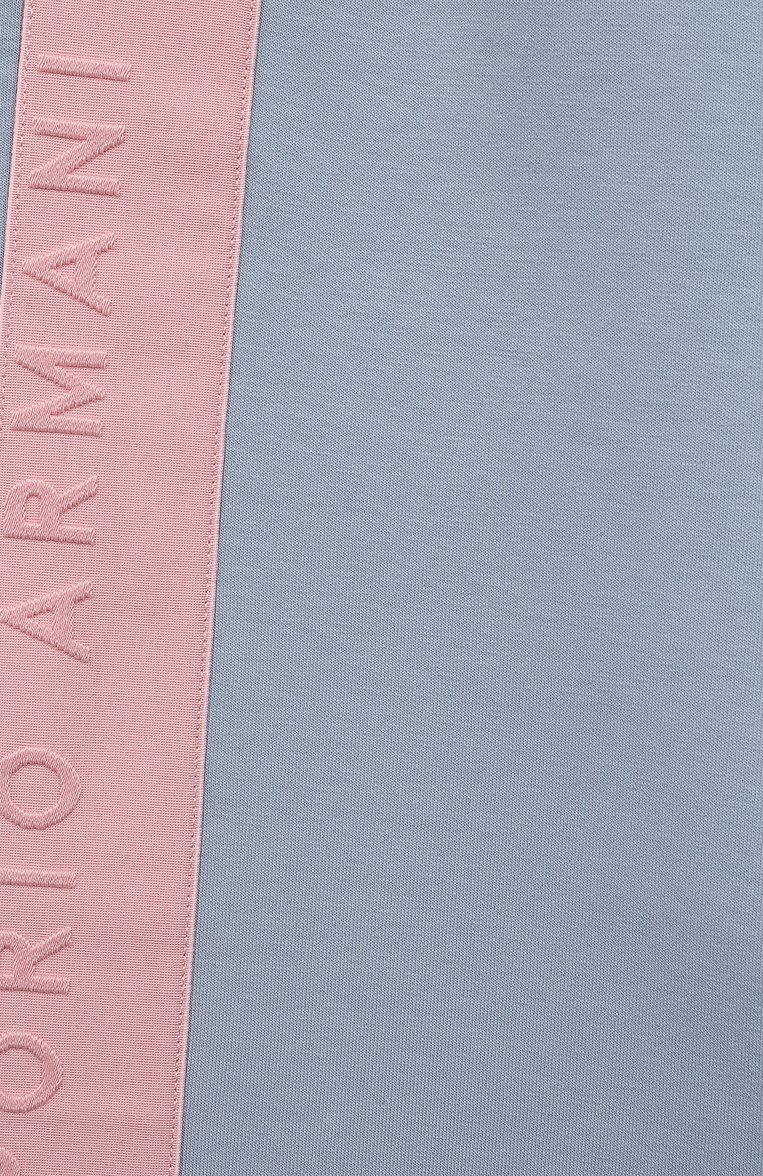 Детские хлопковые брюки EMPORIO ARMANI голубого цвета, арт. 6R3P03/1JHSZ | Фото 3 (Нос: Не проставлено; Материал внешний: Хлопок; Случай: Повседневный)