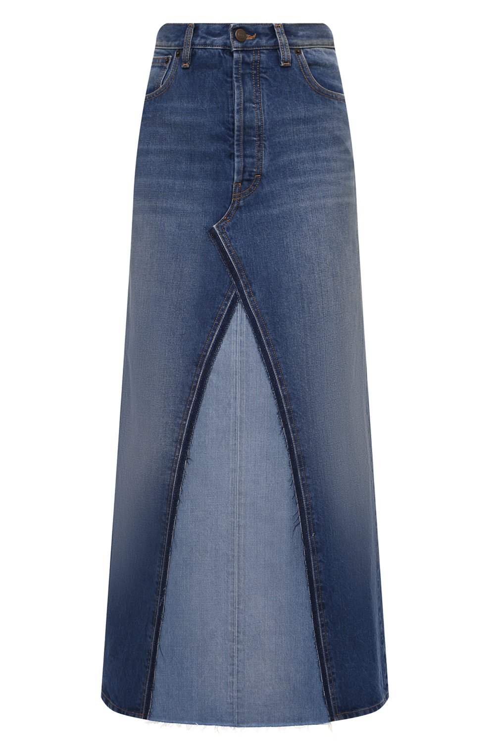 Джинсовая юбка MAISON MARGIELA голубого цвета по цене 93850 руб., арт. S51MA0458/S30561, фото 1 Джинсовая юбка MAISON MARGIELA, арт. S51MA0458/S30561, фото 1