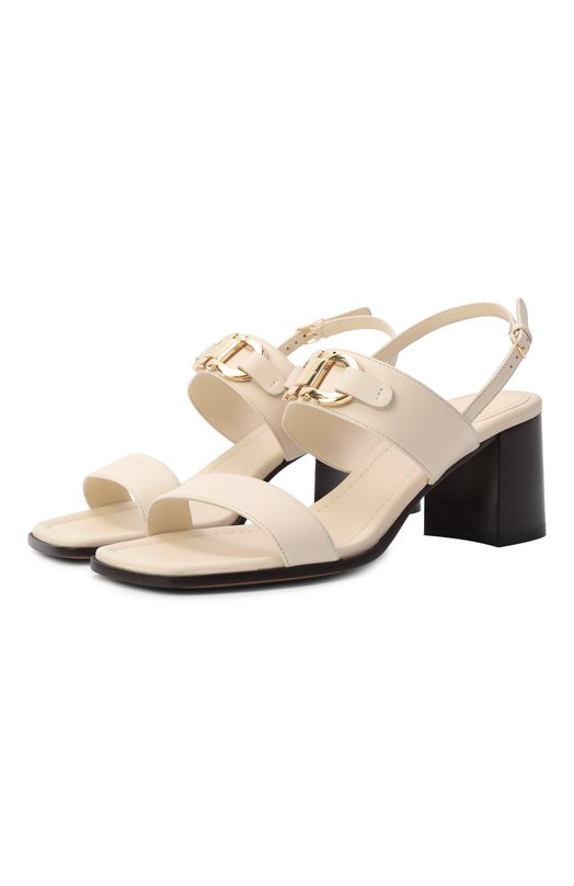 Кожаные босоножки Ferragamo 01G963/769668 Кремовый 01G963/769668