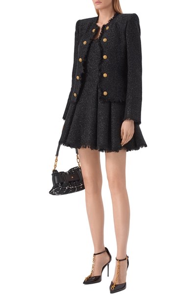Твидовый жакет BALMAIN черного цвета по цене 315500 руб., арт. HF1SM620/WD65, фото 2 Твидовый жакет BALMAIN, арт. HF1SM620/WD65, фото 2