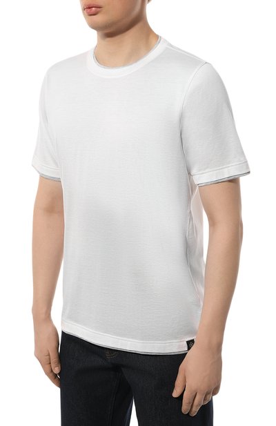 Футболка из шелка и хлопка GRAN SASSO белого цвета по цене 30700 руб., арт. 60123/78410, фото 3 Футболка из шелка и хлопка GRAN SASSO, арт. 60123/78410, фото 3