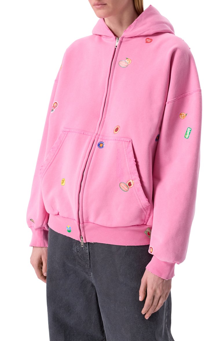 Женский хлопковая толстовка BALENCIAGA розового цвета, арт. 803264/TRVS5 | Фото 3 (Длина (для топов): Стандартные; Рукава: Длинные; Материал внешний: Хлопок; Женское Кросс-КТ: Кардиган-одежда; Стили: Гранж)