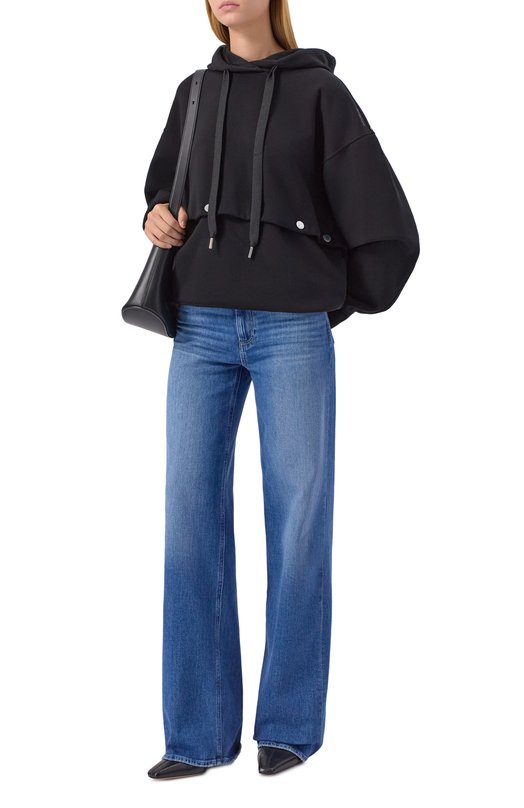 Хлопковое худи Sportmax SAGGI0 Чёрный  SAGGI0 Фото 2