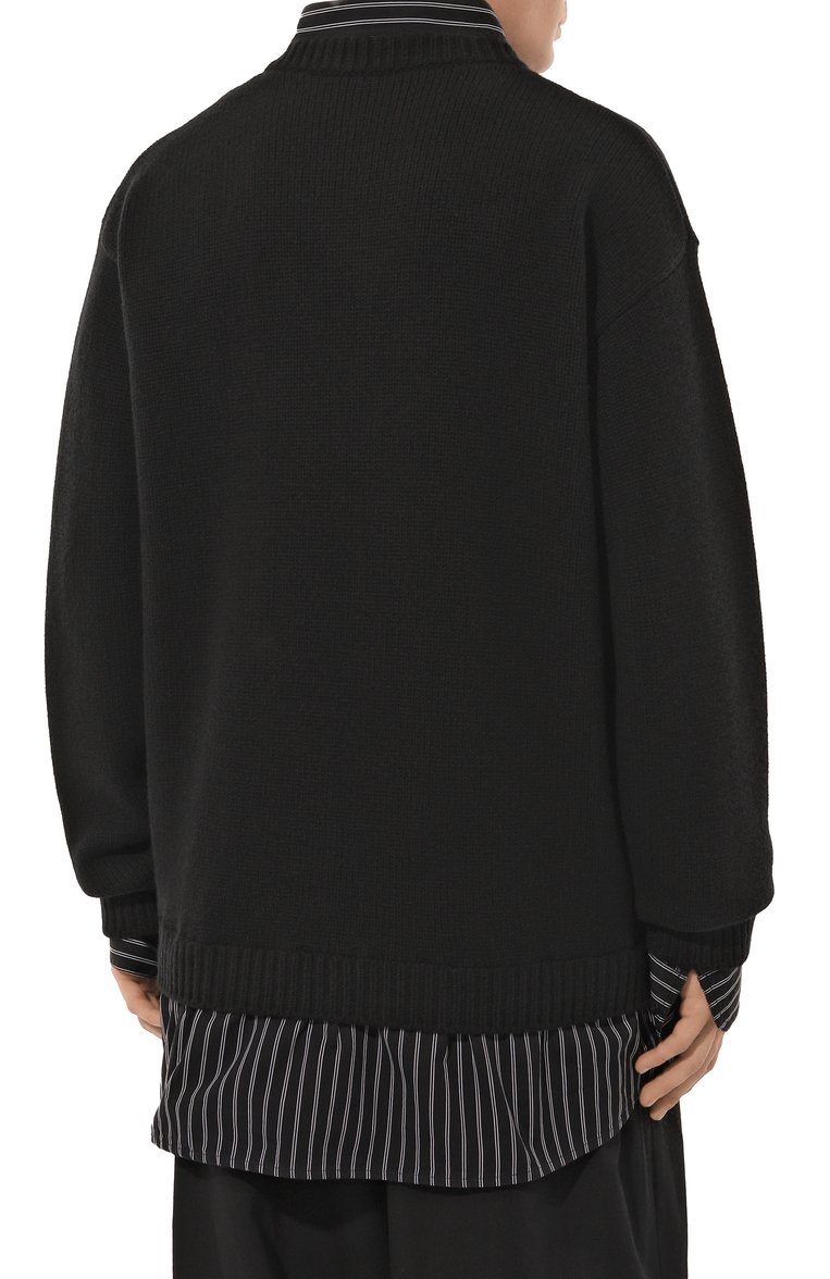Мужской хлопковый свитер BALENCIAGA черного цв�ета, арт. 809508/T1712 | Фото 4 (Материал сплава: Проставлено; Рукава: Длинные; Длина (для топов): Удлиненные; Драгоценные камни: Проставлено; Мужское Кросс-КТ: Свитер-одежда; Стили: Кэжуэл; Принт: Без принта, С принтом; Материал внешний: Хлопок)