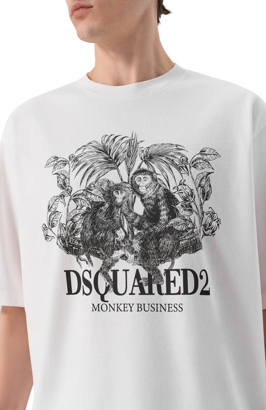 Хлопковая футболка Dsquared2 S74GD1545/D20106 Белый  S74GD1545/D20106 Фото 5