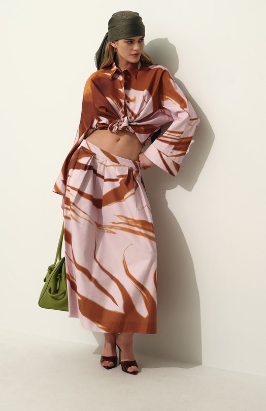 Хлопковая юбка Dries Van Noten 251-010820-1036 Розовый  251-010820-1036 Фото 6