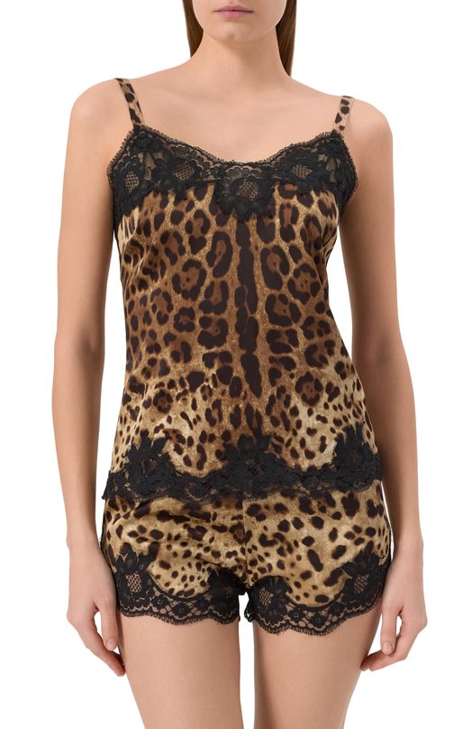 Шелковый топ Dolce & Gabbana 07A00T/0N021 Леопардовый  07A00T/0N021 Фото 3