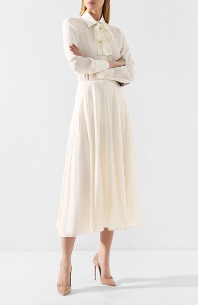 Шелковая юбка VALENTINO бежевого цвета по цене 299500 руб., арт. SB0RA5551MH, фото 2 Шелковая юбка VALENTINO, арт. SB0RA5551MH, фото 2