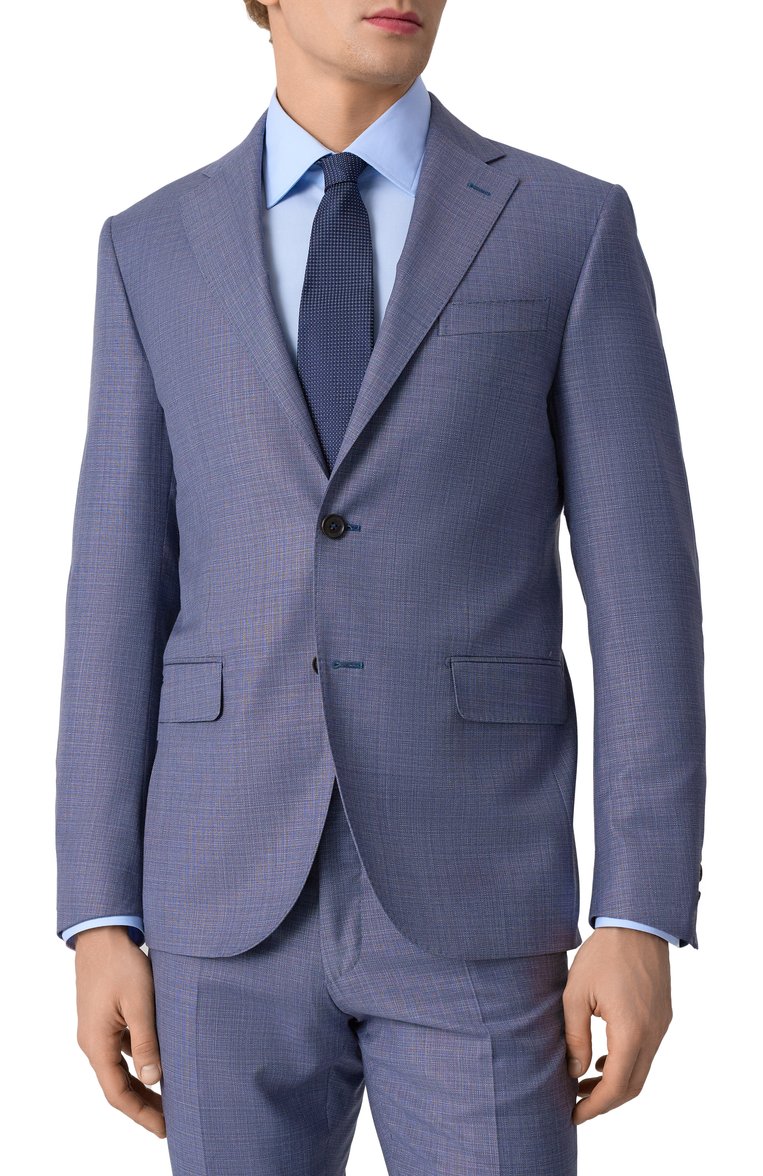 Мужской шерстяной костюм CORNELIANI синего цвета, арт. 256008-2518284_SET | Фото 4 (Рукава: Длинные; Материал подклада: Купро; Материал внешний: Шерсть; Костюмы М: Однобортный; Стили: Классический)