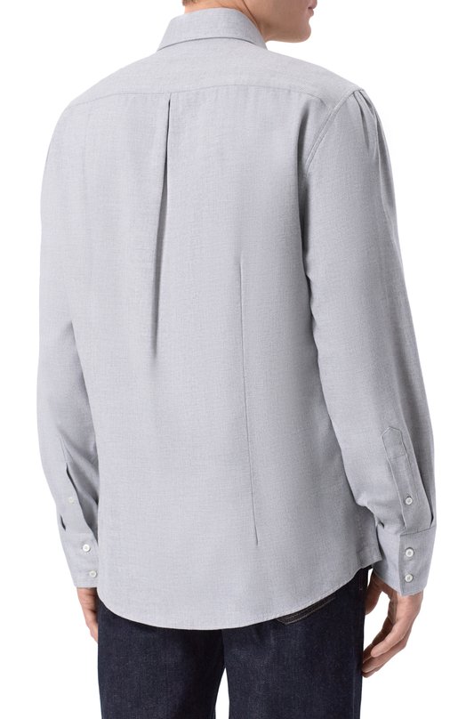 Рубашка из хлопка и лиоцелла Brunello Cucinelli MY6371718 Серый  MY6371718 Фото 4