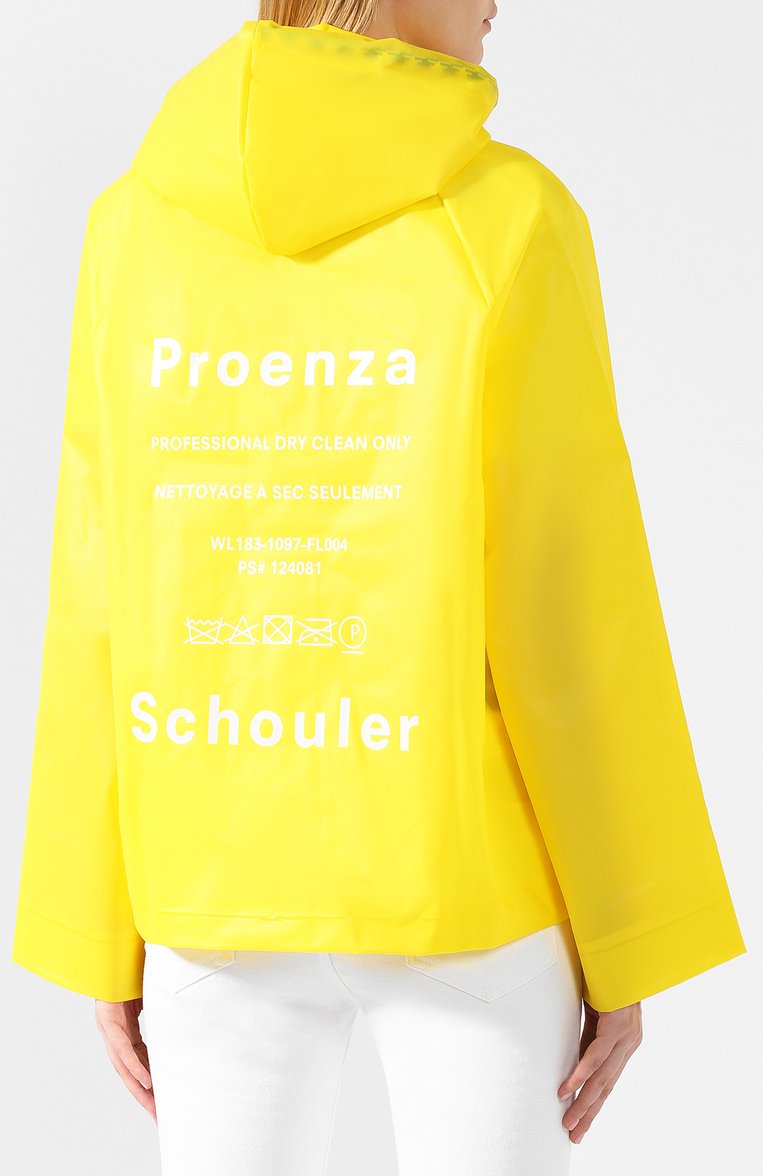 Женский плащ PROENZA SCHOULER желтого цвета, арт. WL1931097-FLP04 | Фото 4 (Статус проверки: Проверено, Проверена категория; Длина (верхняя одежда): Короткие; Рукава: Длинные; Материал внешний: Синтетический материал; Рукава от горловины: Длинные; Стили: Кэжуэл; Кросс-КТ: дождевики, Куртка; Материал сплава: Проставлено, Проверено; Драгоценные камни: Проставлено)