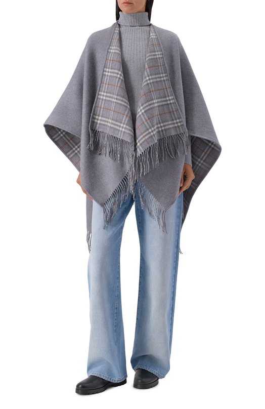 Шерстяная накидка Burberry 8071675 Серый  8071675 Фото 2