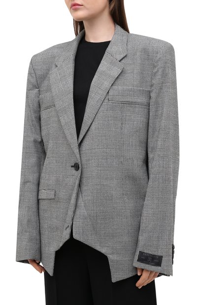 Шерстяной жакет VETEMENTS, арт. WAH21JA023 1204/BLACK / WHITE CHECK, фото 4