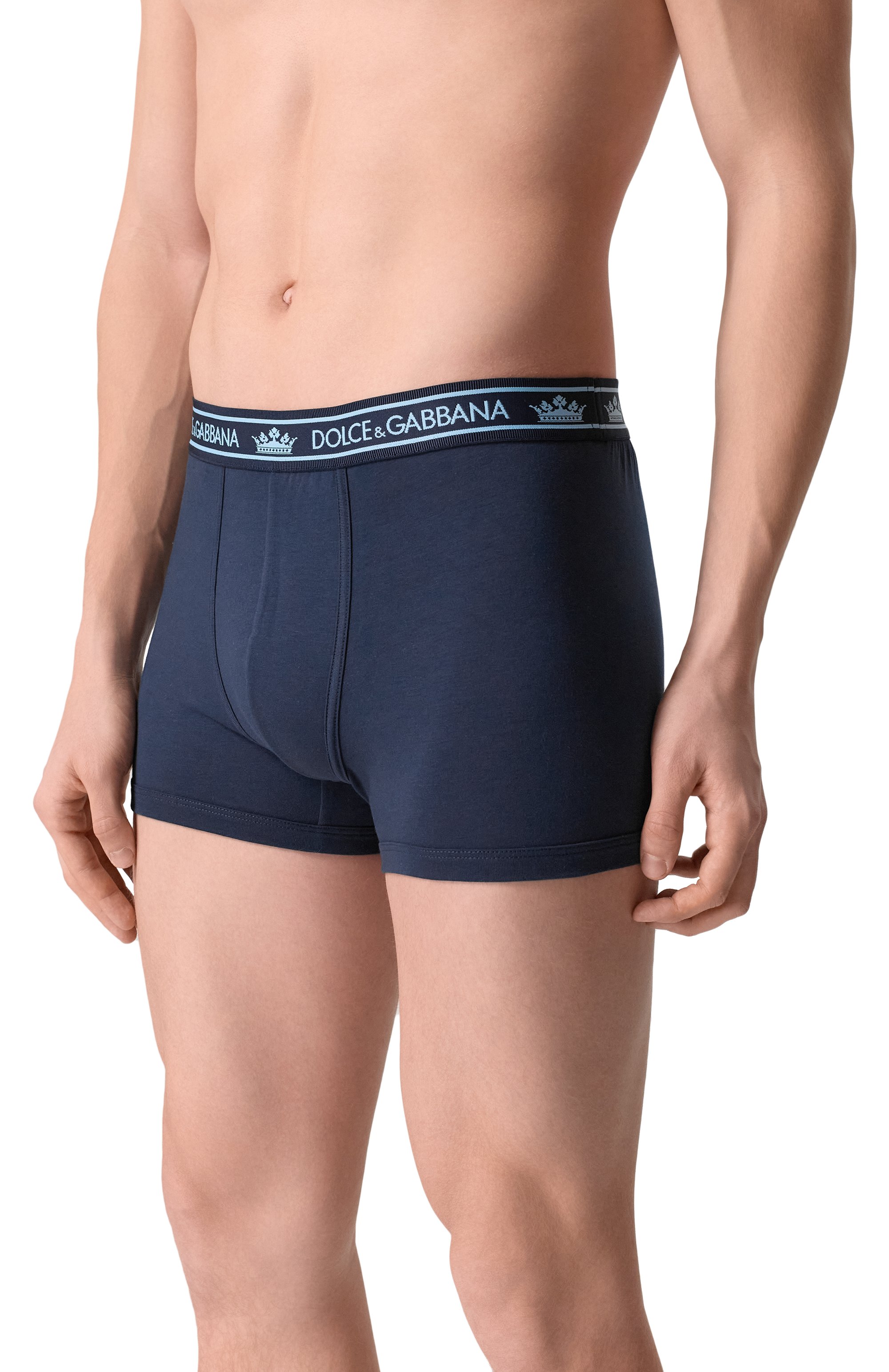 Хлопковые боксеры DOLCE & GABBANA темно-синего цвета по цене 8420 руб., арт. M4F47J/0N0DA, фото 2 Хлопковые боксеры DOLCE & GABBANA, арт. M4F47J/0N0DA, фото 2