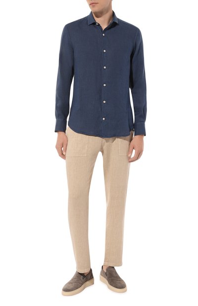 Льняная рубашка MC2 SAINT BARTH темно-синего цвета по цене 17950 руб., арт. STBM/PAMPL0NA/00194D, фото 2 Льняная рубашка MC2 SAINT BARTH, арт. STBM/PAMPL0NA/00194D, фото 2