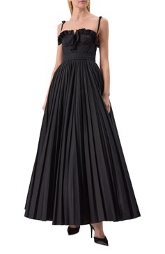 Женское хлопковое платье GIAMBATTISTA VALLI черного цвета, арт. 25SSPVTE5161-40P0P | Фото 2 (Длина Ж (юбки, платья, шорты): Макси; Материал сплава: Проставлено; Драгоценные камни: Проставлено; Рукава: На бретелях; Стили: Кэжуэл; Случай: Вечерний; Женское Кросс-КТ: Платье-одежда; Материал внешний: Хлопок)