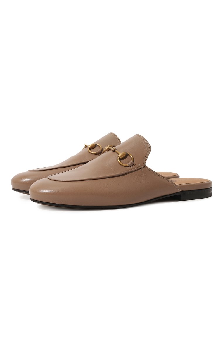 Женские кожаные сабо princetown GUCCI бежевого цвета, арт. 423513 C9D00 | Фото 1 (Каблук высота: Низкий; Подошва: Плоская; Материал внутренний: Натуральная кожа; Каблук тип: Устойчивый; Материал внешний: Натуральная кожа)