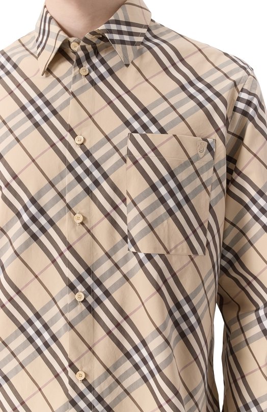 Хлопковая рубашка Burberry 8105202 Бежевый  8105202 Фото 5