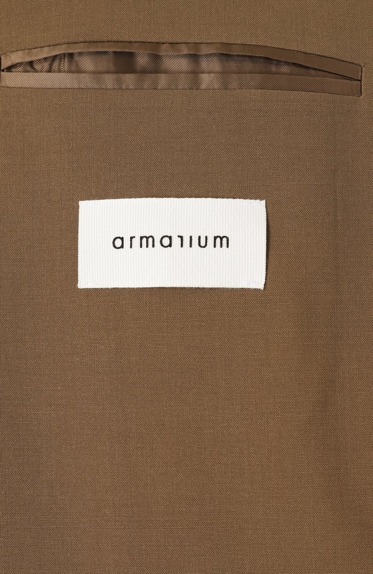 Женский шерстяной жакет ARMARIUM коричневого цвета, �арт. ARMFWB009/W010 | Фото 7 (Длина (для топов): Удлиненные; Материал внешний: Шерсть; Рукава: Длинные; Стили: Кэжуэл; Женское Кросс-КТ: Жакет-одежда; 1-2-бортные: Однобортные; Автоматизация ТО: Проставлено; Автоматизация состава: Проставлено)