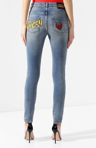 Джинсы с потертостями GUCCI синего цвета по цене 128160 руб., арт. 502797/XDAHY, фото 4 Джинсы с потертостями GUCCI, арт. 502797/XDAHY, фото 4